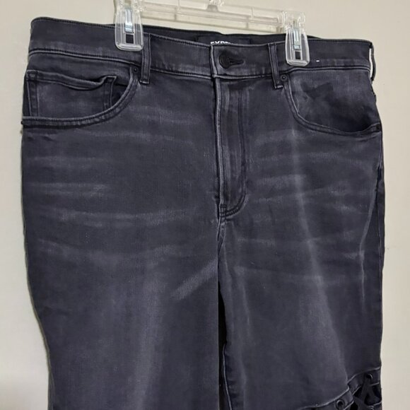 Express High-Rise Skinny Jeans – Black Wash Moto Detail, Size 14S - Picture 4 of 6